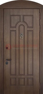 Коричневая стальная дверь с виноритом в форме арки ДВТ-237 в Павловском Посаде