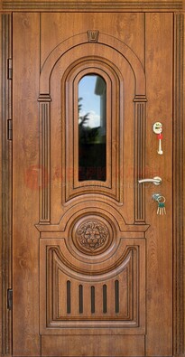 Классическая стальная дверь Винорит со стеклом и узором ДВТ-261 в Павловском Посаде