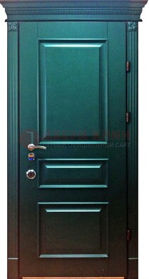 Зеленая входная филенчатая дверь с виноритом ДВТ-62 в Павловском Посаде