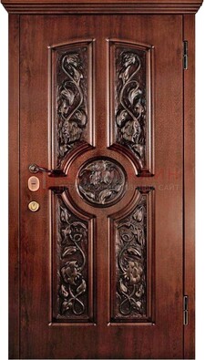 Филенчатая металлическая дверь с виноритом и резьбой ДВТ-69 в Павловском Посаде