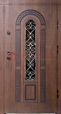 Стальная коричневая дверь с виноритом и МДФ ДВТ-81 в Волоколамске