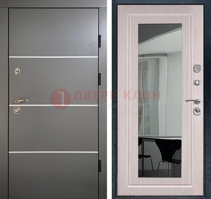 Черная металлическая дверь с зеркалом ДЗ-12 в Павловском Посаде