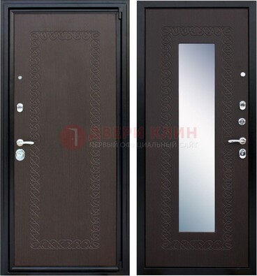 Темная стальная дверь с зеркалом ДЗ-20 в Павловском Посаде