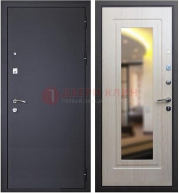 Черная металлическая дверь с зеркалом ДЗ-26 в Павловском Посаде