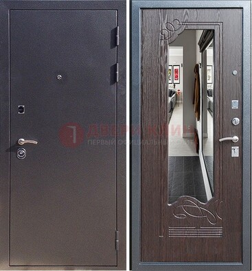 Черная входная дверь с зеркалом МДФ внутри ДЗ-29 в Павловском Посаде