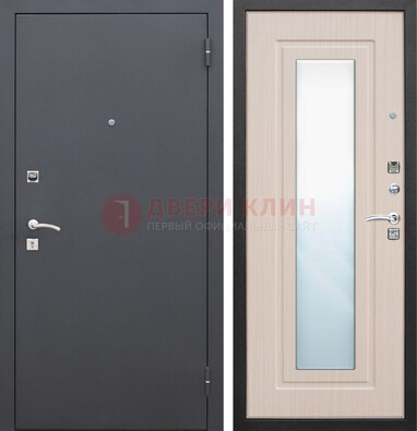 Черная входная дверь с зеркалом МДФ внутри ДЗ-31 в Павловском Посаде