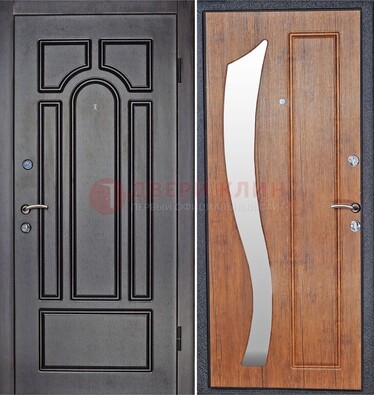 Темная железная дверь с зеркалом ДЗ-35 в Павловском Посаде