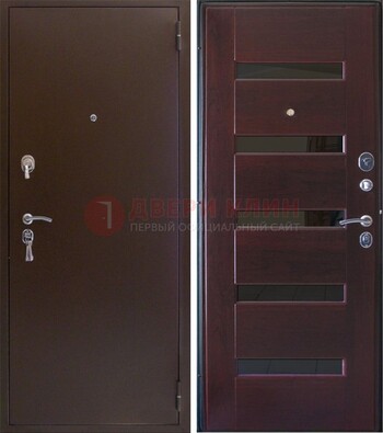 Темная железная дверь с зеркалом ДЗ-42 в Талдоме