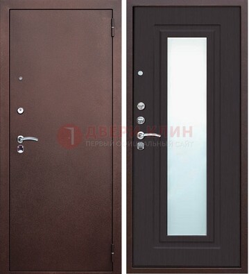 Коричневая металлическая дверь с зеркалом ДЗ-43 в Курске