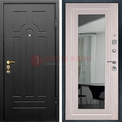 Темная стальная дверь с МДФ Капучино и зеркалом ДЗ-55 в Курске