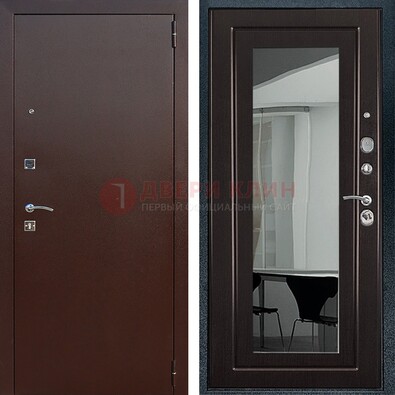 Металлическая дверь с порошковым напылением с МДФ и зеркалом ДЗ-61 в Павловском Посаде