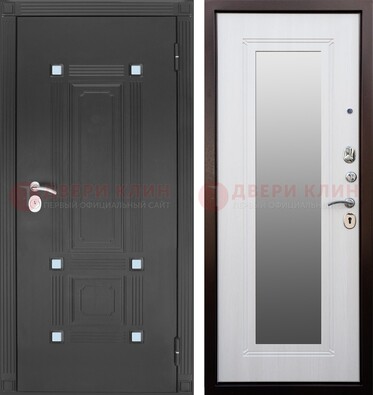 Стальная черная дверь МДФ с зеркалом ДЗ-76 в Павловском Посаде