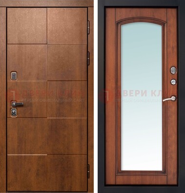 Белая филенчатая дверь с фрезерованной МДФ и зеркалом ДЗ-81 в Павловском Посаде