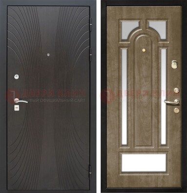 Темная металлическая дверь МДФ с различными зеркальными вставками внутри ДЗ-82 в Павловском Посаде