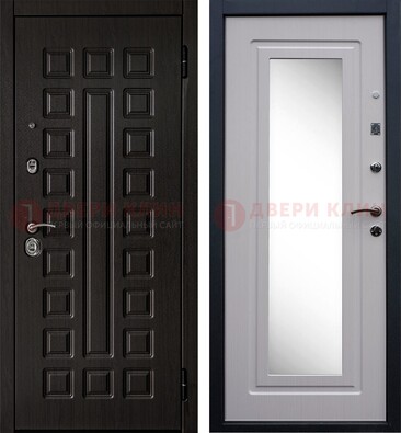 Черная филенчатая металлическая дверь МДФ с зеркалом ДЗ-83 в Павловском Посаде