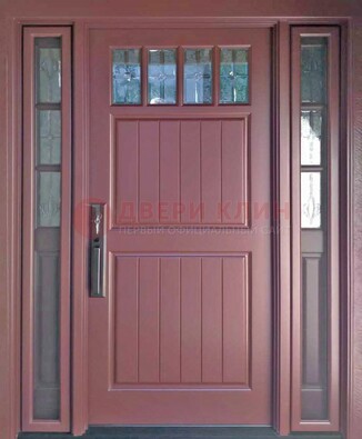 Входная дверь с массивом с фрамугами и витражом ВЖ-19 в Павловском Посаде